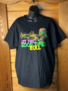 Vintage Mardi Gras Men’s XL “Let The Good Times Roll” Jazz Trumpet Graphic Tee